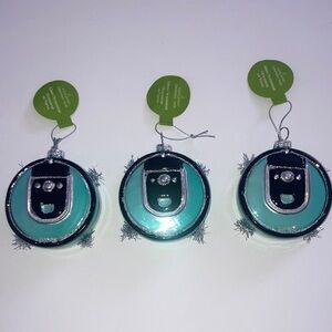 Ashland Teal and Black Holiday Vacuum Robot Set of 3 Glass Ornaments